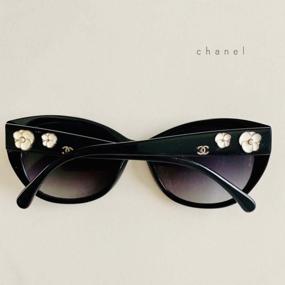 CHANEL black 5187-H Camellia Sunglasses
